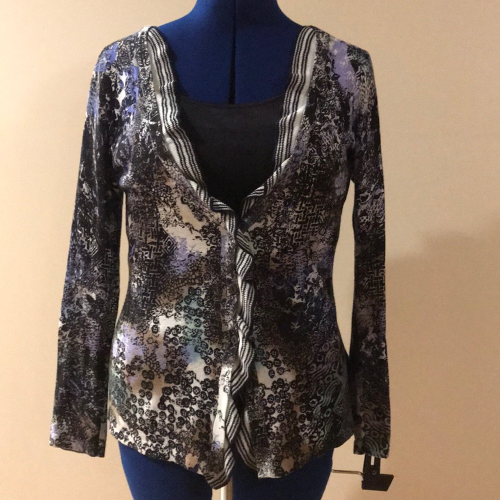 Nic & Zoe Ruffle Front Button Cardigan